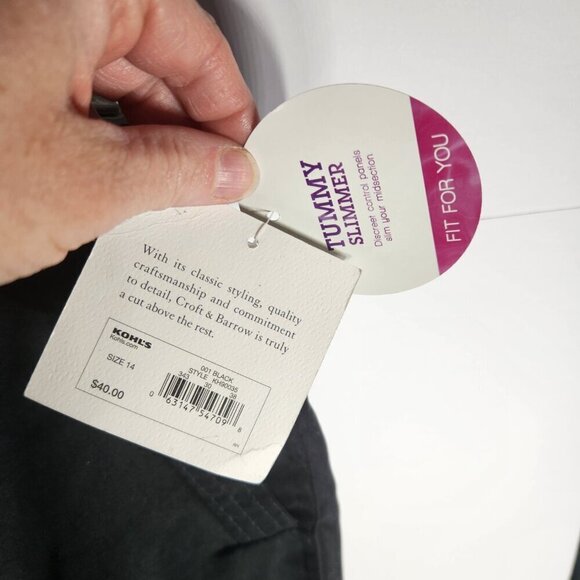 Croft and Barrow Tummy Slimmer Charcoal/Black Shorts Size 14 - Picture 5 of 10